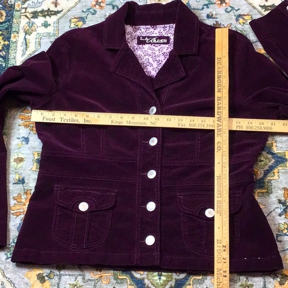 🍇VTG L.A.BLUES 90s Burgundy Corduroy Unique Design Riveted Metal Buttons - Picture 4 of 9